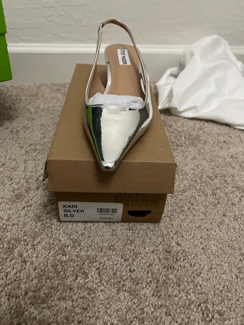 Steve Madden Silver Pointed Slingback Flats - KARI